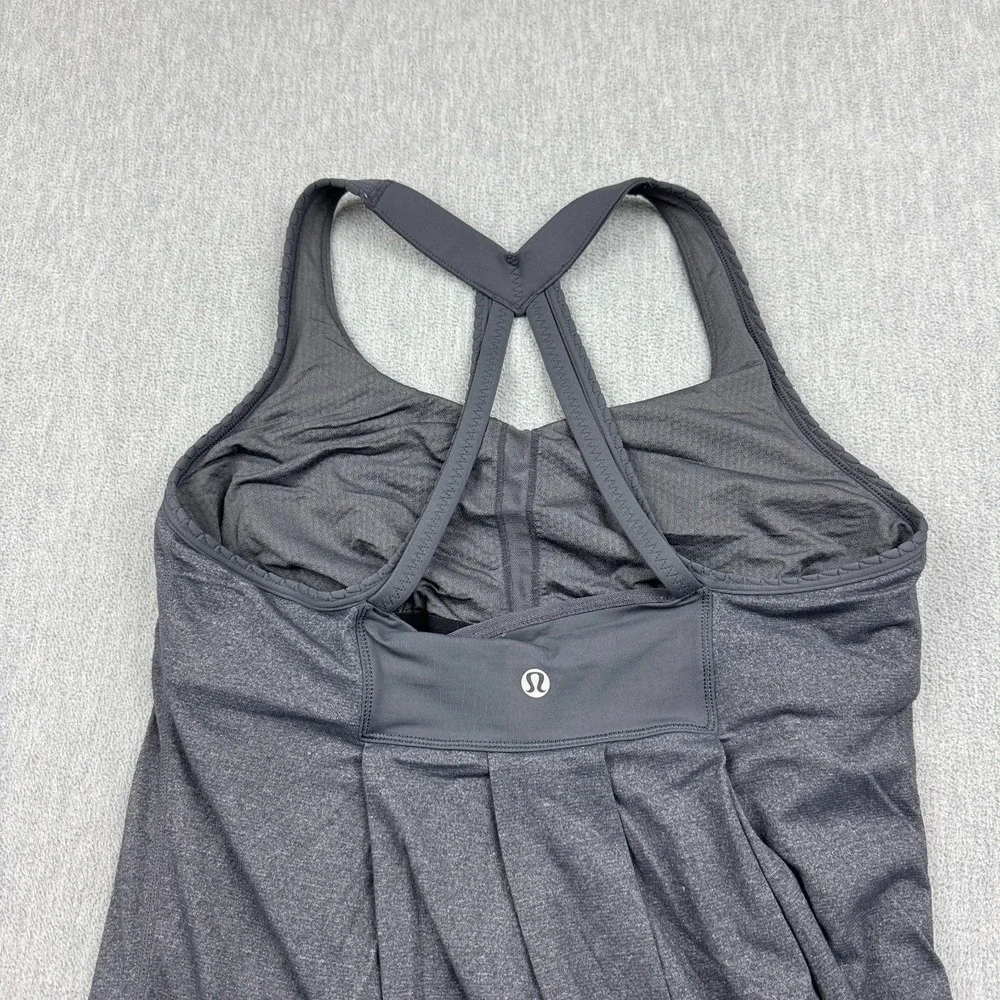 Lululemon Tank Top Womens 8 Gray Power Dance Stretch Racerback Yoga Gym Athletic